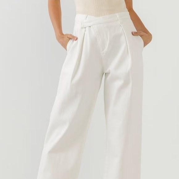 GREY LAB Denim - 𝅺NEW! GREY LAB LOS ANGELES Ivory Wrapped Denim Jean Trouser Pants Sz. 30.